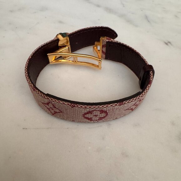 Louis Vuitton Monogram Bracelet with Gold-Tone Clasp - Pink/Red